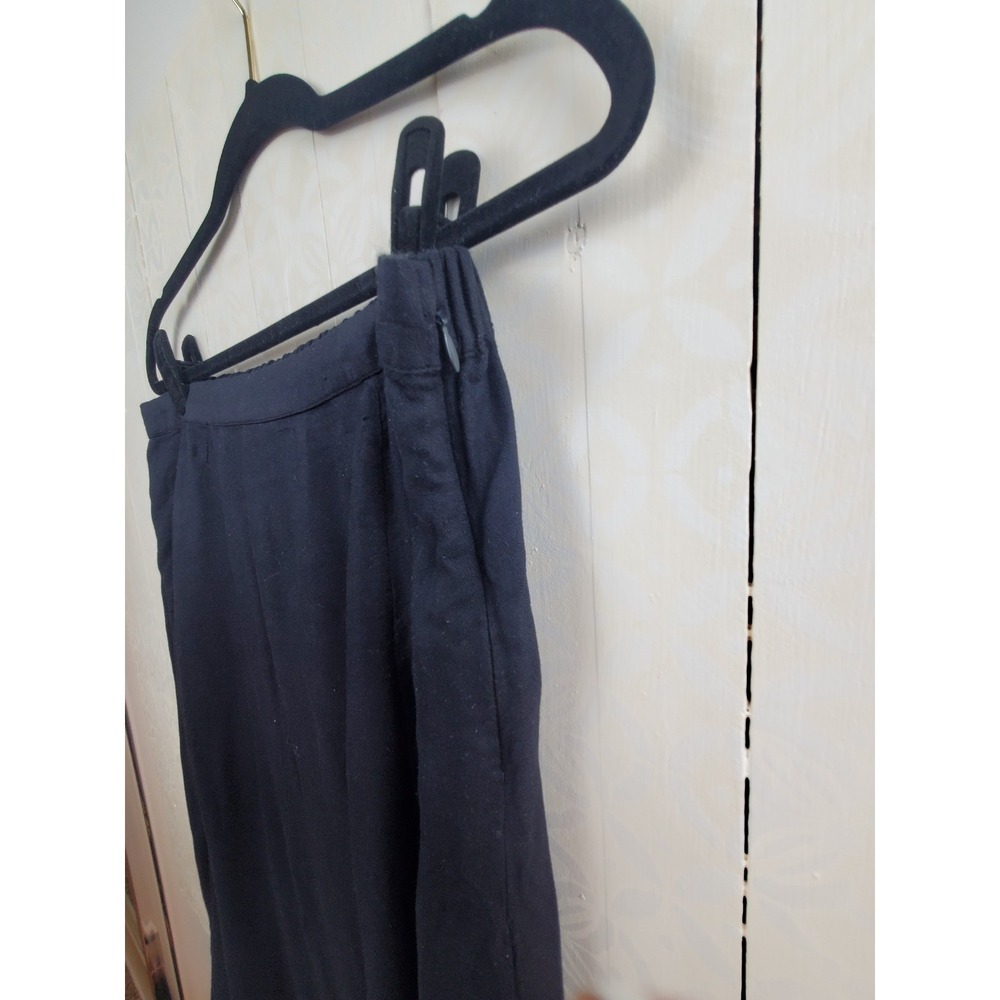 Womens Black Flowy Knee Length Skirt Side Slit Elastic Waist XL Cotton Blend - Picture 2 of 8